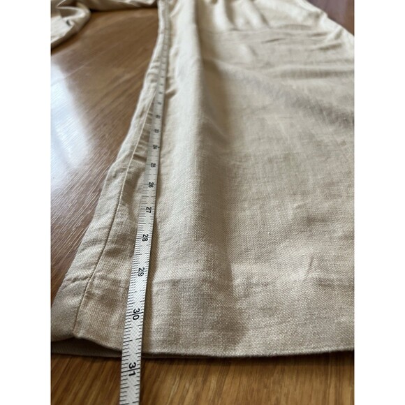 Zara Beige High Waist Side Zip Pleated Wide Leg Pants Size Medium - Picture 9 of 9